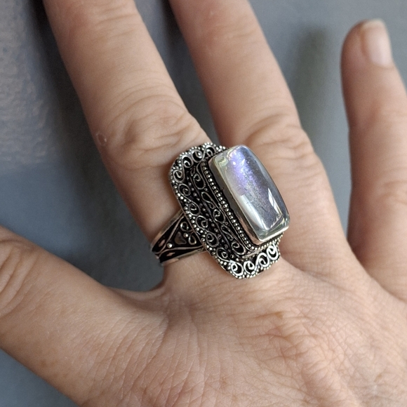 New Dichroic Glass 925 Silver Ring. - Picture 2 of 13